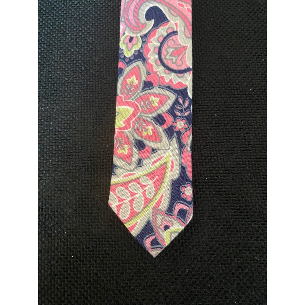 Pink and Navy Paisley Skinny Tie Floral Pattern Formal Necktie 2390